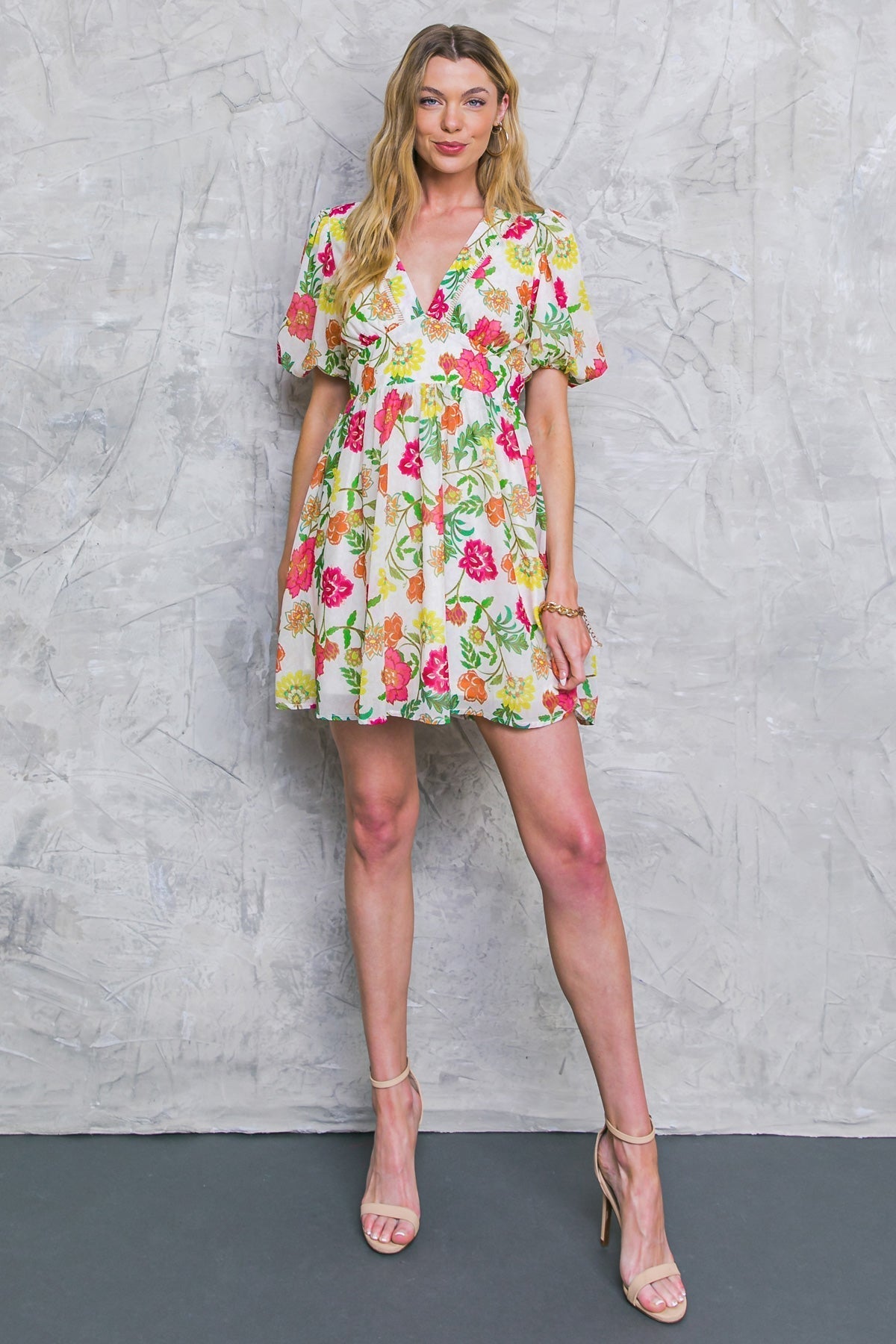 FREE ME TODAY FLORAL WOVEN MINI DRESS Flying Tomato
